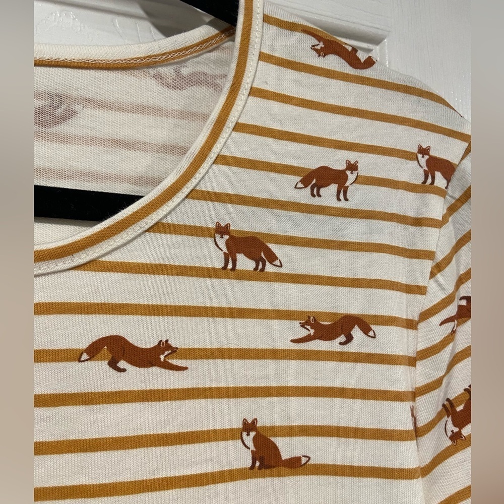 NWOT Serengeti Size L Mustard Stripe Red Fox Long Sleeve Crew Neck Tee Shirt - Picture 4 of 11